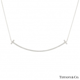 Tiffany & Co. White Gold Diamond T Smile Pendant
